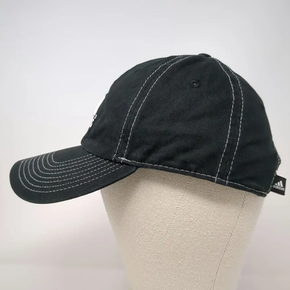 Adidas Baseball Cap Black One Size White Contrast Stitching Logo Slideback Hat